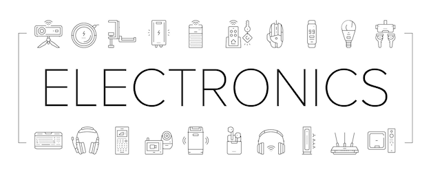 Conjunto de iconos de tecnología digital electrónica vector