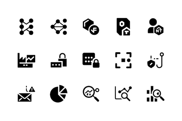 Conjunto de iconos de tecnología de IA para web y móvil