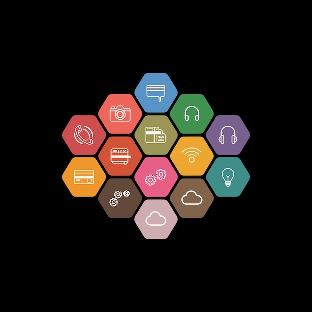 Conjunto de iconos de tecnología plana Diseño de plantilla