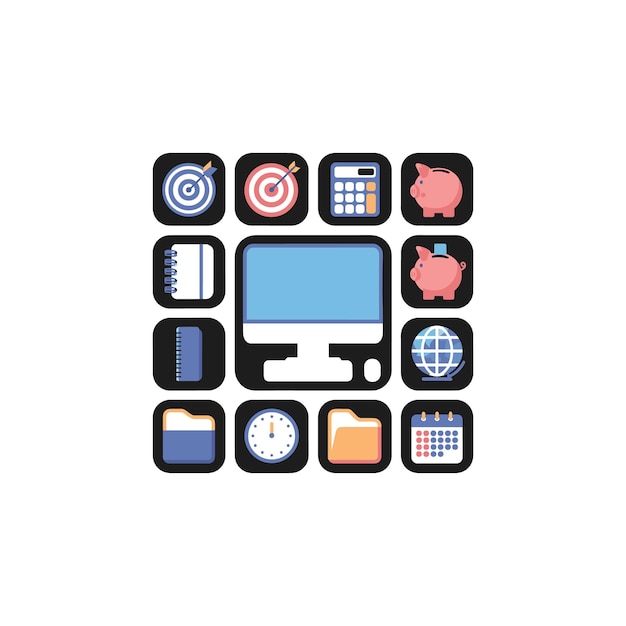 Conjunto de iconos de tecnología plana Diseño de plantilla