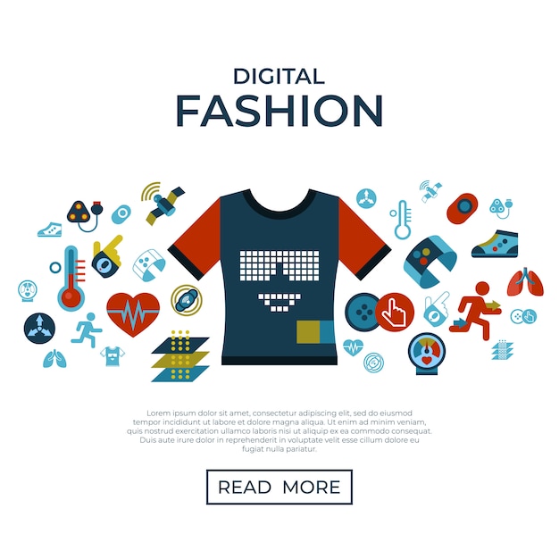 Conjunto de iconos de tecnología ropa inteligente gadget tecnología