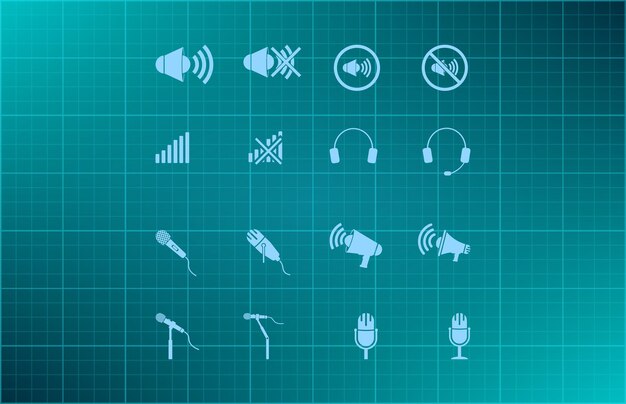 Conjunto de iconos de tecnología satélite gadgets wifi símbolo Ilustración vectorial en fondo azul Ep
