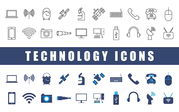 Vector conjunto de iconos de tecnología