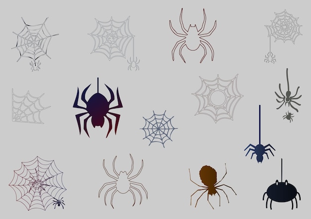 Vector y el conjunto de iconos de la tela de araña