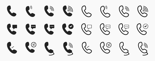 Conjunto de iconos de teléfono con diferentes formas de contacto Iconos de teléfono para aplicaciones banner post flyer póster etc.