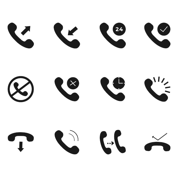 conjunto de iconos de teléfono de iconos en blanco y negro