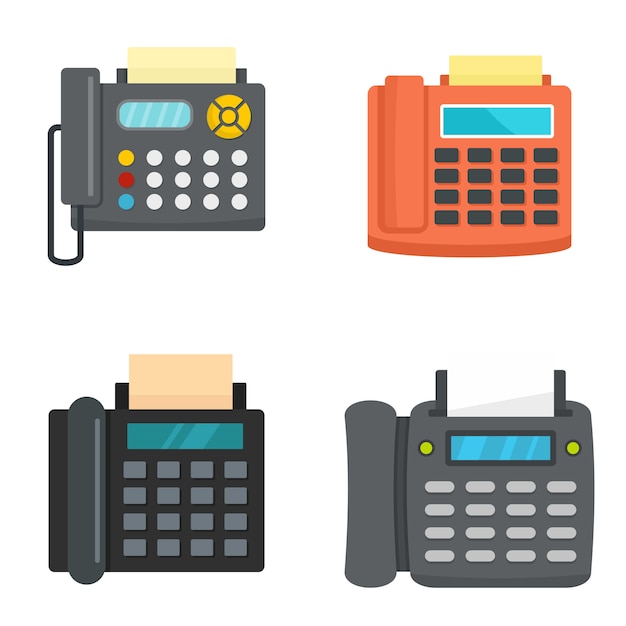 Vector conjunto de iconos de teléfono de máquina de fax