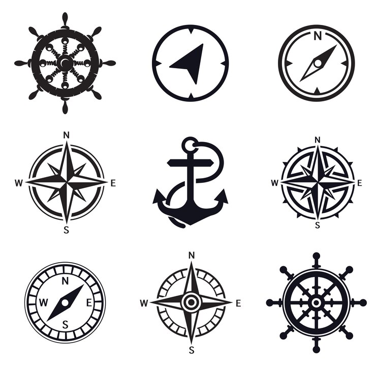 Vector un conjunto de iconos de tema marino.