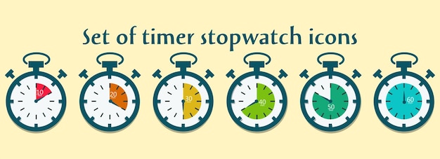 Conjunto de iconos de temporizador y reloj Símbolo de tiempo icono plano Cronómetro reloj de arena Icono de tiempo rápido