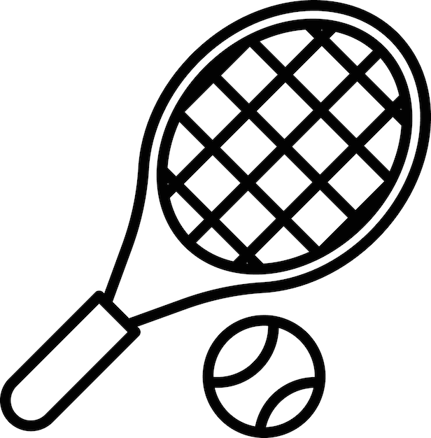 Conjunto de íconos de tenis Raqueta deportiva Símbolo vectorial de juego Síntoma de desafío de la cancha