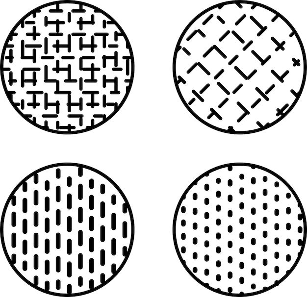 Un conjunto de íconos de textura de telas hilo de Burlap para el tejido de telas textiles concepto de telas con contornos