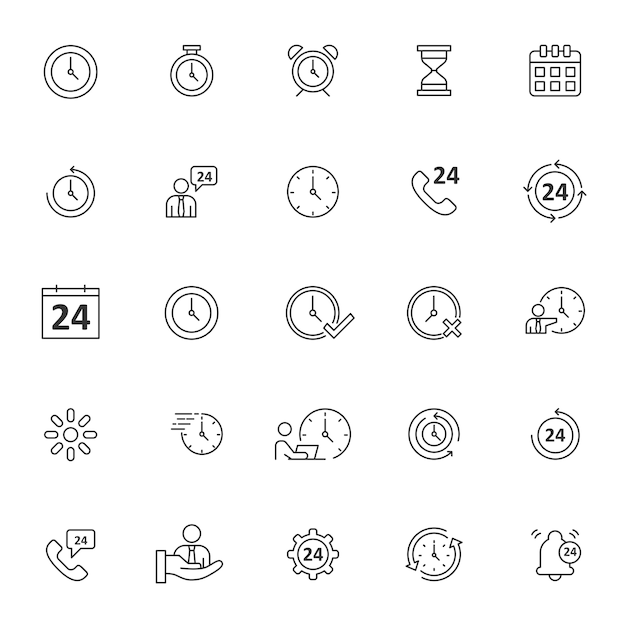 Vector conjunto de iconos de tiempo con esquema simple