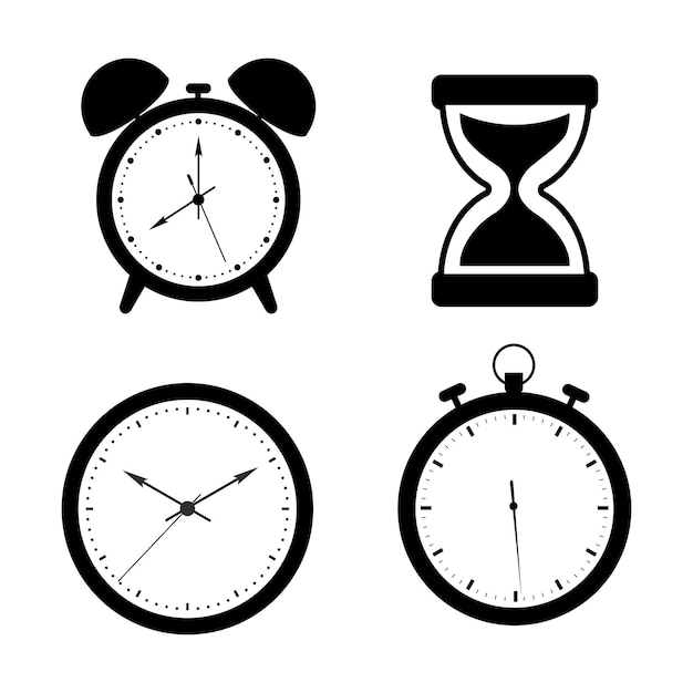 Conjunto de iconos de tiempo y reloj aislado en vector blanco