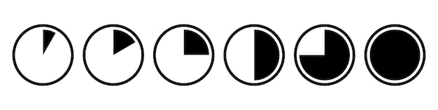 Conjunto de iconos de tiempo y reloj vectoriales Diseño de la colección de iconos del reloj Conjunto horizontal de símbolo de icono de reloj analógico