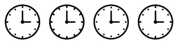Conjunto de iconos de tiempo y reloj vectorialesDiseño de la colección de iconos del reloj Horizontal de icono de reloj analógico