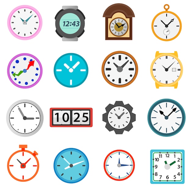 Conjunto de iconos de tiempo y reloj