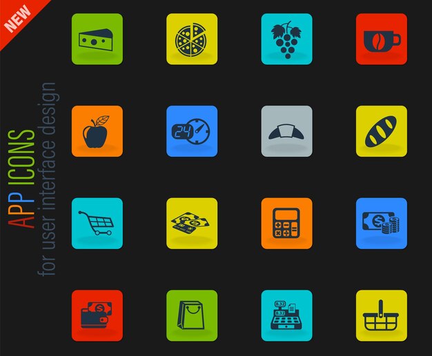 conjunto de iconos de tienda de abarrotes