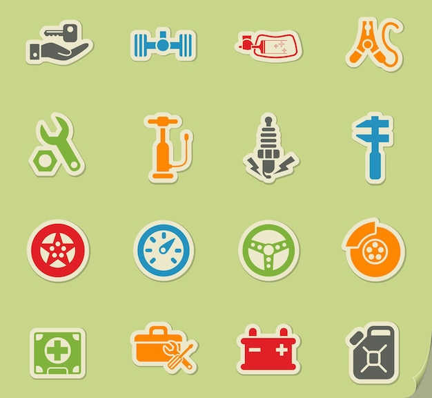 Vector conjunto de iconos de tienda de coches