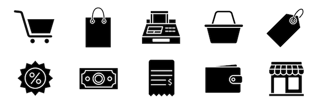 Conjunto de íconos de la tienda Conjunto De Íconos De Compra Vector de Íconos Empresariales