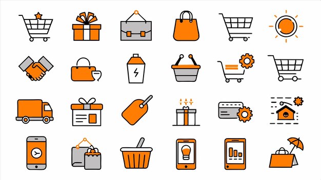 un conjunto de iconos para la tienda que incluye un carrito de compras un carrillo de compras y un carro de compras