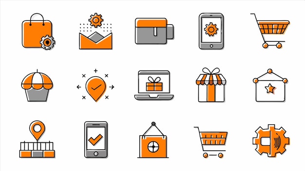 un conjunto de iconos para una tienda de regalos de la víspera de Año Nuevo
