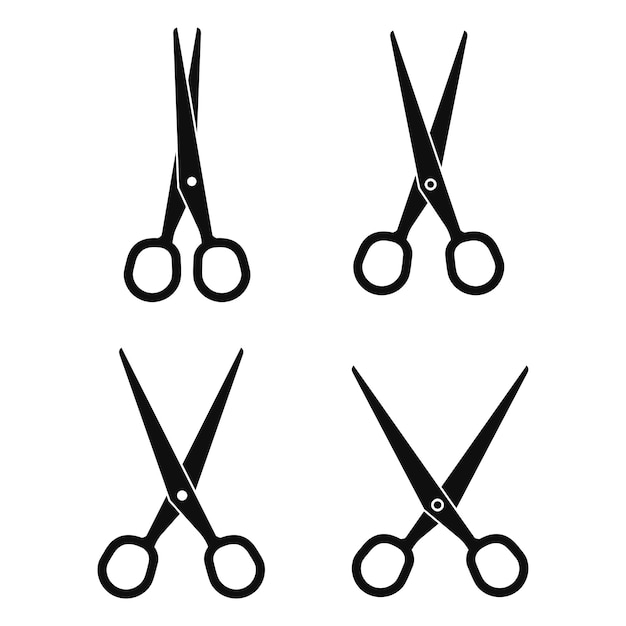 Conjunto de iconos de tijeras Ilustración vectorial de corte de tijeras