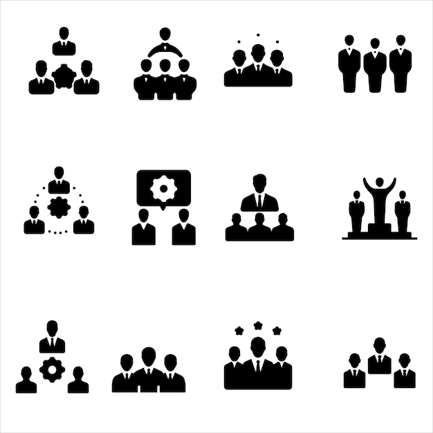 Conjunto de iconos de trabajo en equipo