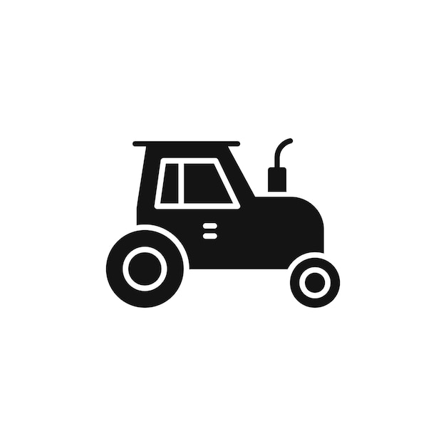Conjunto de íconos de tractor equipo de campo agrícola signo de agricultor máquina de tractor signo de tierra de cultivo icono de maquinaria de tractor en estilo negro lleno y delineado