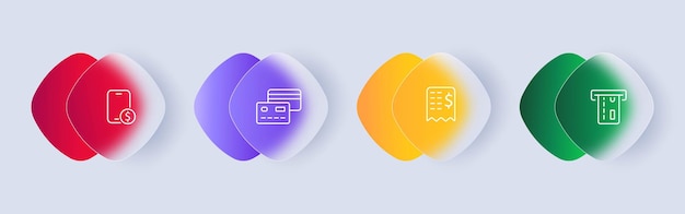 Conjunto de iconos de transferencia de dinero Transferencia de dinero entre individuos u organizaciones Financial Glassmorphism Glassmorphism style Vector line icon for Business and Advertising