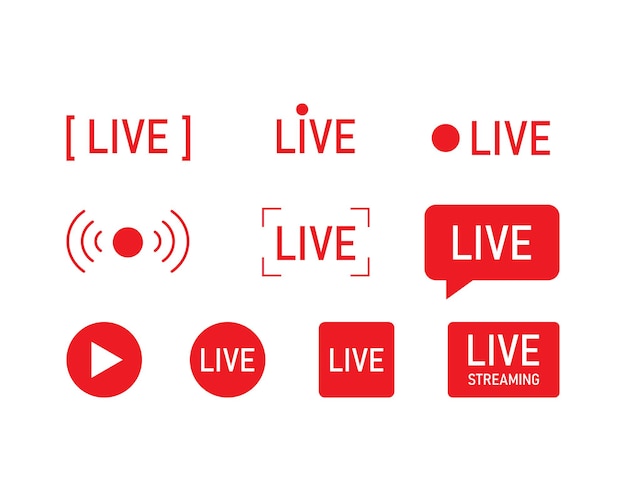 Conjunto de iconos de transmisión en vivo. web tv y símbolos de transmisión en línea. eps vectoriales 10
