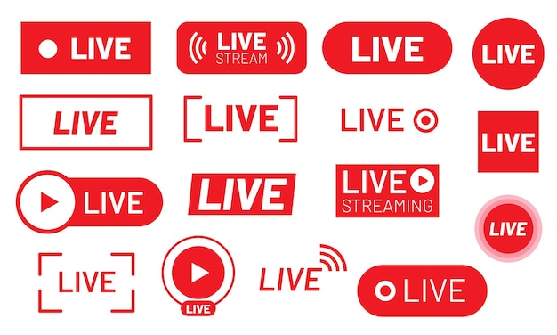 Vector conjunto de iconos de transmisión en vivo