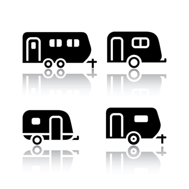 Conjunto de iconos de transporte - remolques, vector