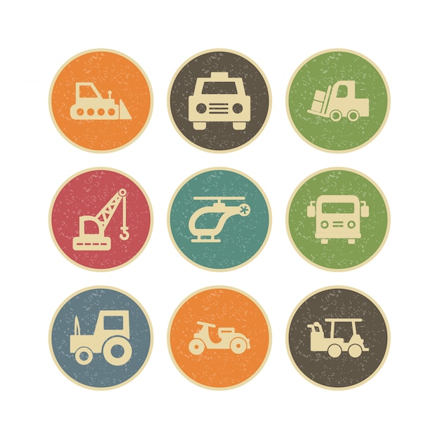 Conjunto de iconos de transporte para uso personal y comercial