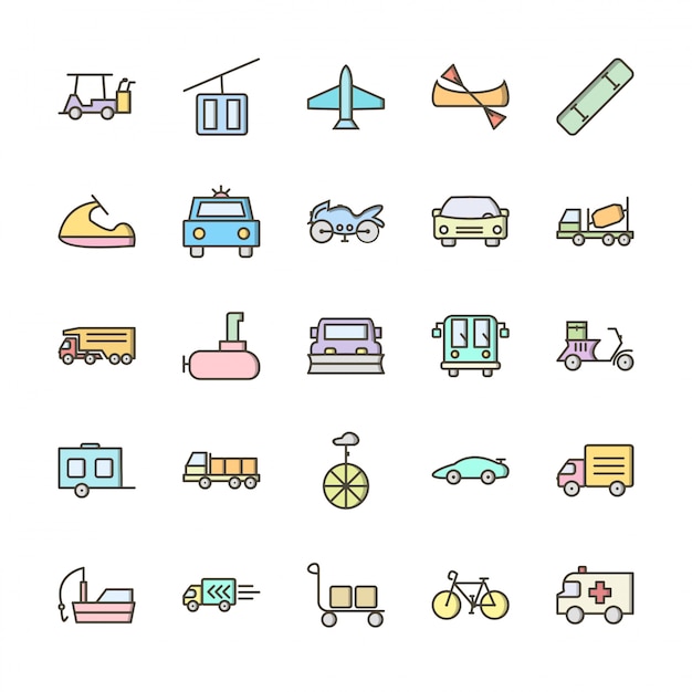 Conjunto de iconos de transporte