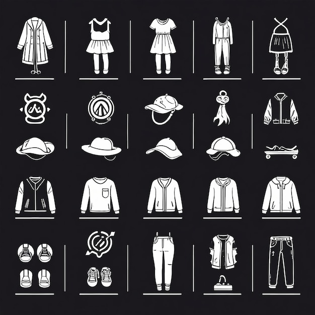 Vector conjunto de iconos de trazos editables para ropa y accesorios