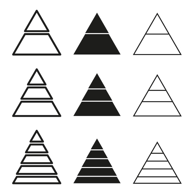 Conjunto de iconos de triángulo Gráficos de pirámide en capas Formas geométricas abstractas Ilustración vectorial EPS 10