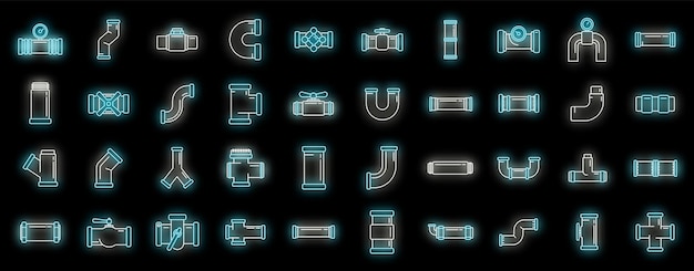 Conjunto de iconos de tubería neón vectorial