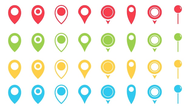 Conjunto de iconos de ubicación Colección de símbolos de pin Vector
