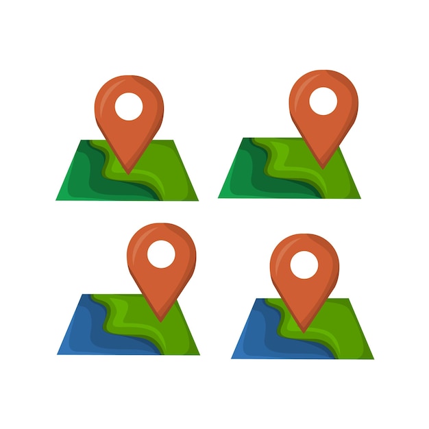 Conjunto de iconos de ubicación del mapa