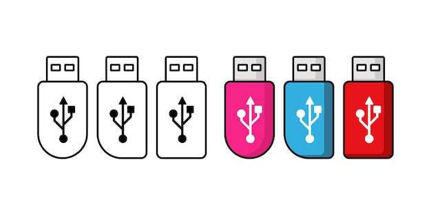 Conjunto de iconos de unidad flash USB