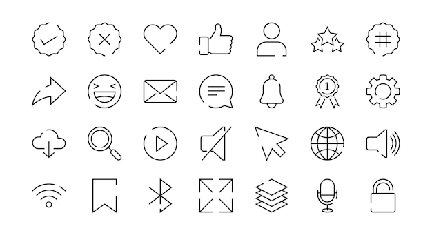 Conjunto de iconos universales de interfaz web y de aplicaciones