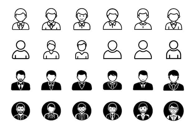Conjunto de iconos de usuario en estilo vectorial