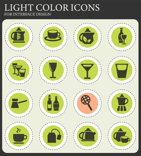 Conjunto de iconos de utensilios para bebidas