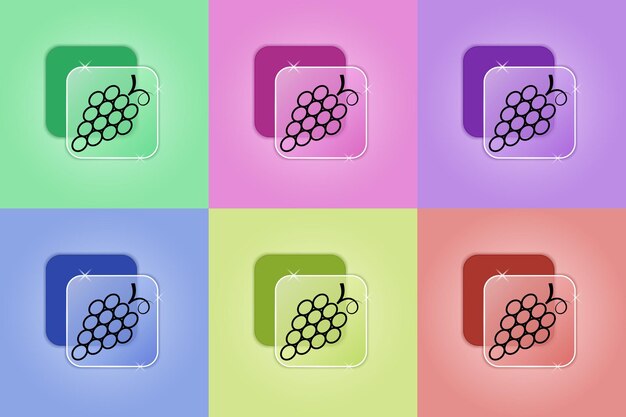 Conjunto de iconos de uva en diferentes colores