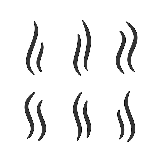 El conjunto de iconos de vapor de humo es una ilustración vectorial de estilo de diseño plano aislado simple.
