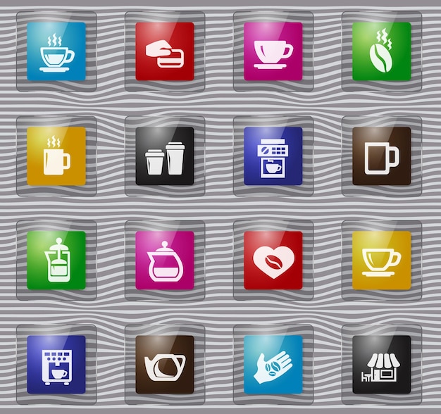 Conjunto de iconos de vaso de café
