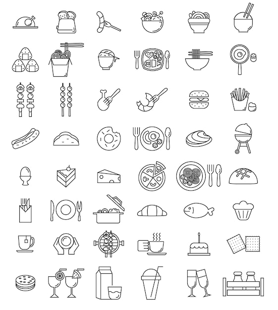 Conjunto de iconos de vector alimentos