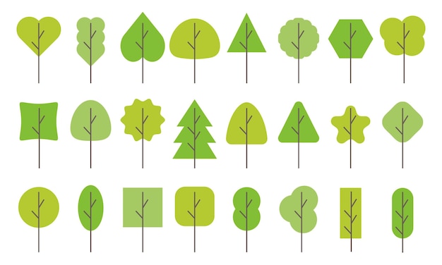 Conjunto de iconos de vector de árbol verde ilustración vectorial