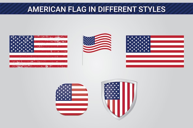 Conjunto de iconos de Vector de bandera de Estados Unidos