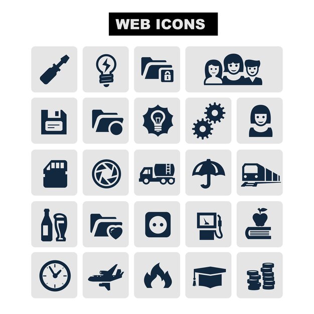 Conjunto de iconos de vector de base de datos e internet